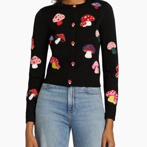 Alice + Olivia Ruthy Mushroom Wool-Blend Cardigan